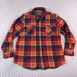 Freedom Foundry Flannel Button Up Shirt Men Large Red Blue Plaid Soft Lumberjack